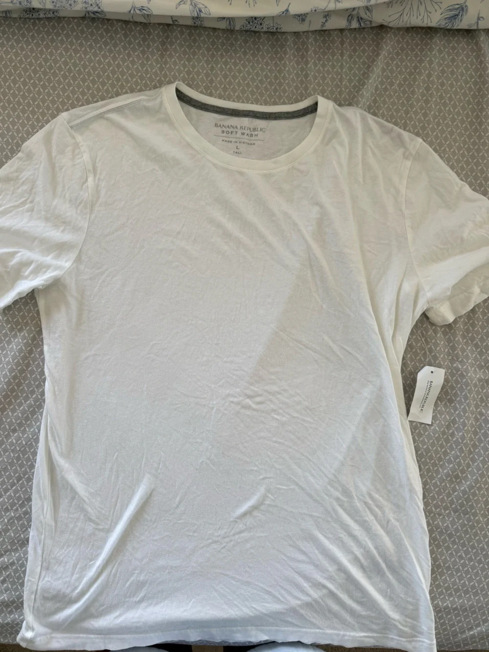 NWT Banana Republic White Soft Wash Crew Neck T-Shirt Size Large Tall